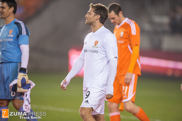 Juan Pablo Galavis, star of ABC's The Bachelor, plays soccer in the Brian Ching Testimonial Match