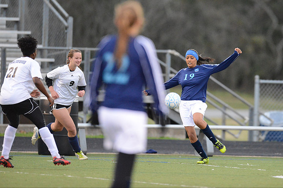 Soccer 2013 Ð Brazoswood Lady Bucs varsity team defeats the Brazoswood Alumni team 2-1.